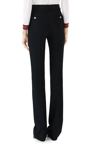 Shop Gucci Stretch Cady Skinny Flare Pants In Black