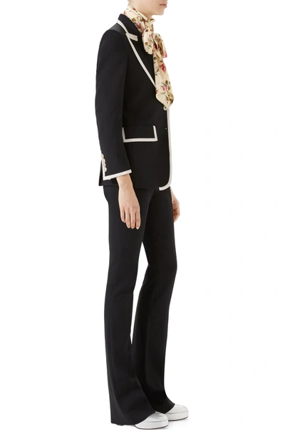 Shop Gucci Stretch Cady Skinny Flare Pants In Black