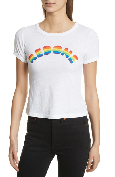 Shop Re/done Rainbow Graphic Tee In Optic White