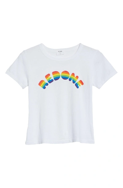 Shop Re/done Rainbow Graphic Tee In Optic White