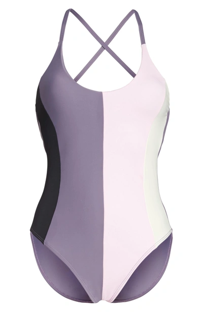 Shop Pilyq Farrah Colorblock One-piece Swimsuit In Amethyst
