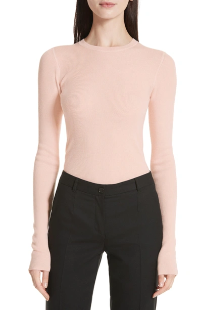 Shop Theory Mirzi Ribbed Sweater In Vintage Chalk Pink