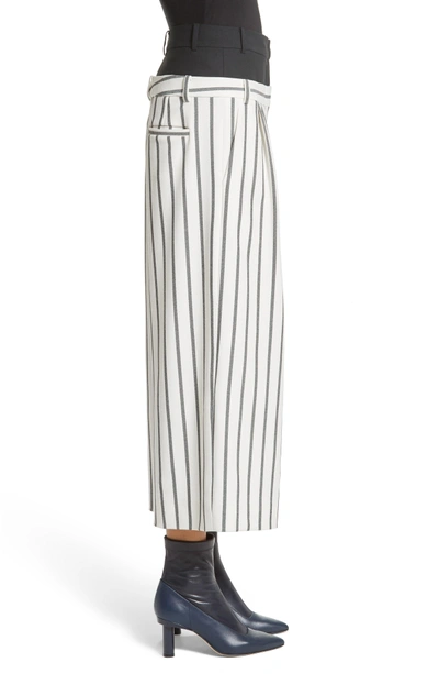 Shop Tibi Lucci Stripe Crop Wide Leg Pants In Ivory Multi
