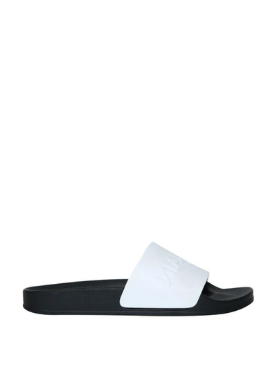 Shop Balmain Calypso Leather Slides In Bianco