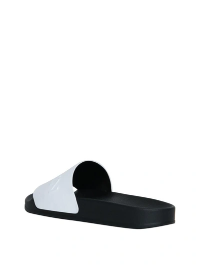 Shop Balmain Calypso Leather Slides In Bianco