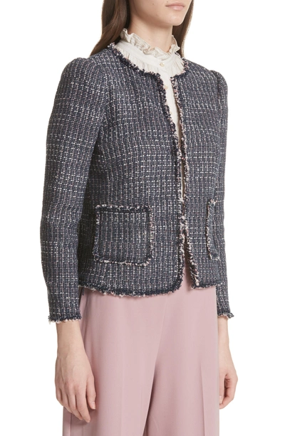 Shop Rebecca Taylor Multi Tweed Jacket In Navy Combo