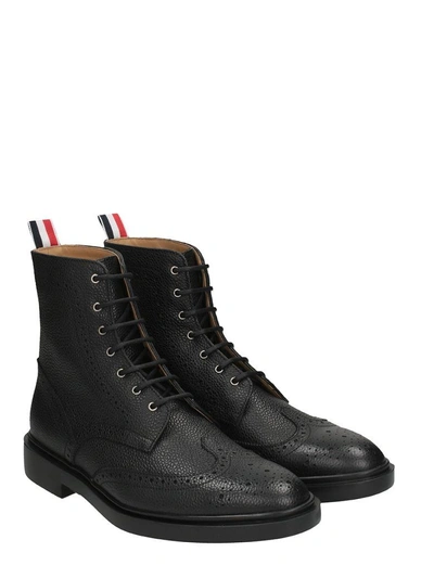 Shop Thom Browne Black Leather Boots