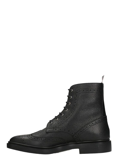 Shop Thom Browne Black Leather Boots