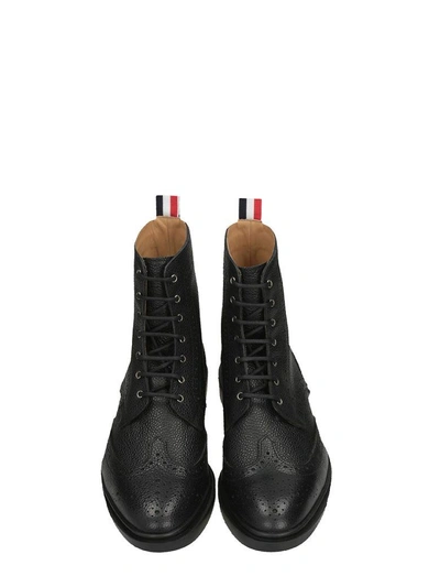 Shop Thom Browne Black Leather Boots