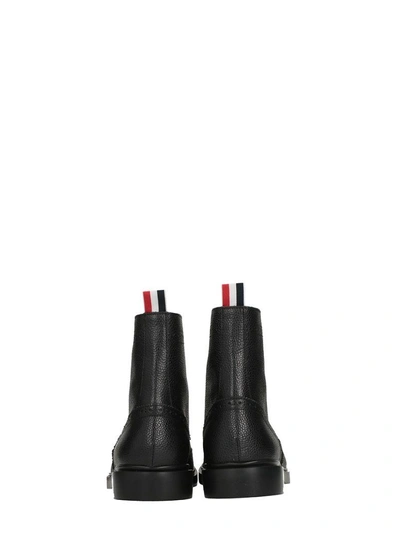 Shop Thom Browne Black Leather Boots