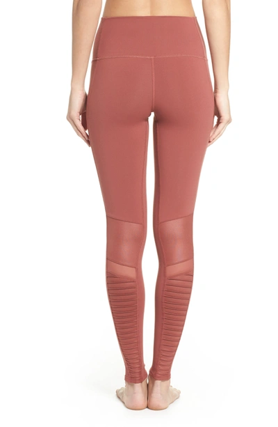 Shop Alo Yoga High Waist Moto Leggings In Earth/ Earth Glossy