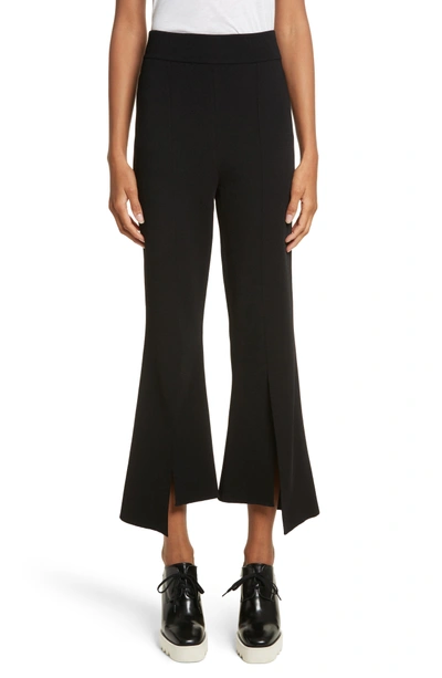 Shop Stella Mccartney Compact Knit Crop Flare Pants In Black