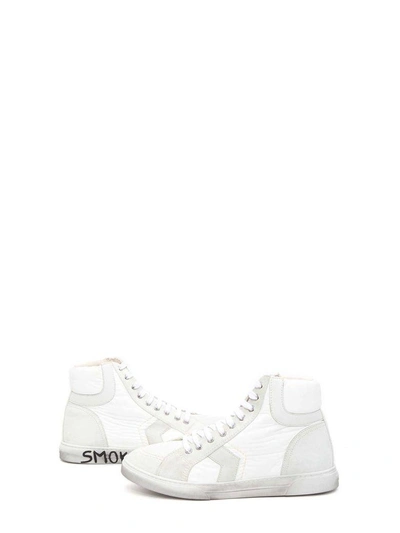 Shop Saint Laurent Smoking Forever Joe Mid Top Sneaker In Milk-white