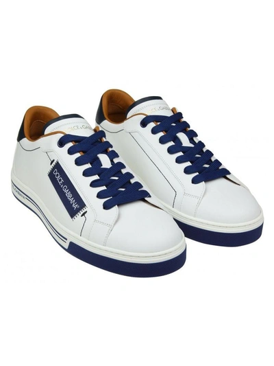 Shop Dolce & Gabbana Leather Sneakers White In White-blu