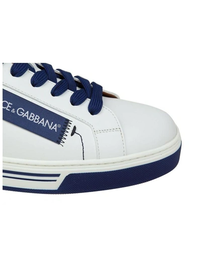 Shop Dolce & Gabbana Leather Sneakers White In White-blu