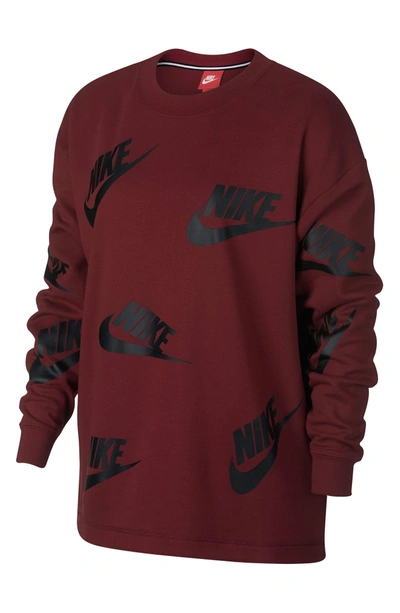 Shop Nike Crewneck Sweatshirt In Team Red/ Black