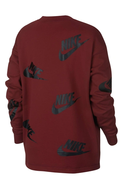 Shop Nike Crewneck Sweatshirt In Team Red/ Black