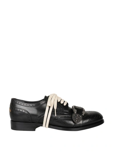 Shop Gucci Queercore Leather Brogue Shoe In Nero