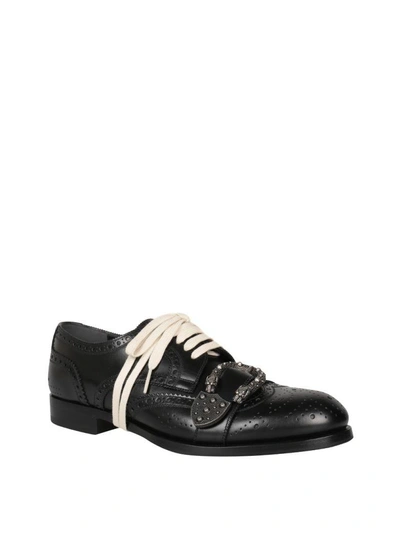 Shop Gucci Queercore Leather Brogue Shoe In Nero