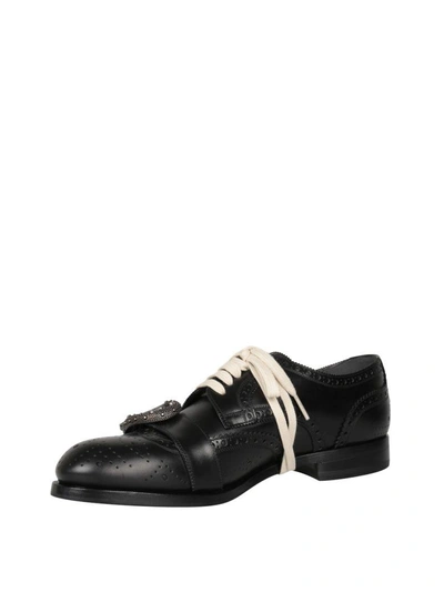 Shop Gucci Queercore Leather Brogue Shoe In Nero