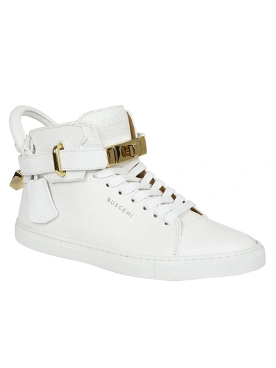 Shop Buscemi Buckled Hi-top Sneakers In Bianco