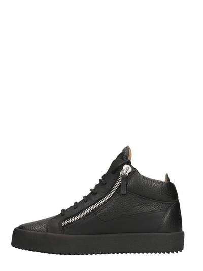 Shop Giuseppe Zanotti Kriss Black Leather Mid Sneakers