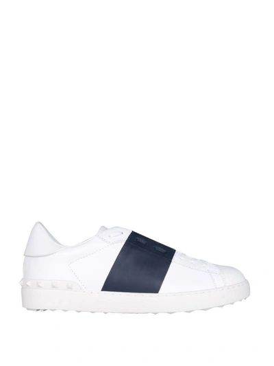 Shop Valentino Open Leather Sneakers In Bianco