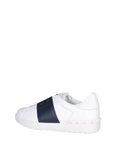 Shop Valentino Open Leather Sneakers In Bianco