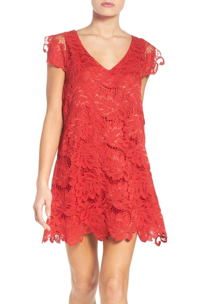 Shop Bb Dakota Jacqueline Lace Shift Dress In True Red