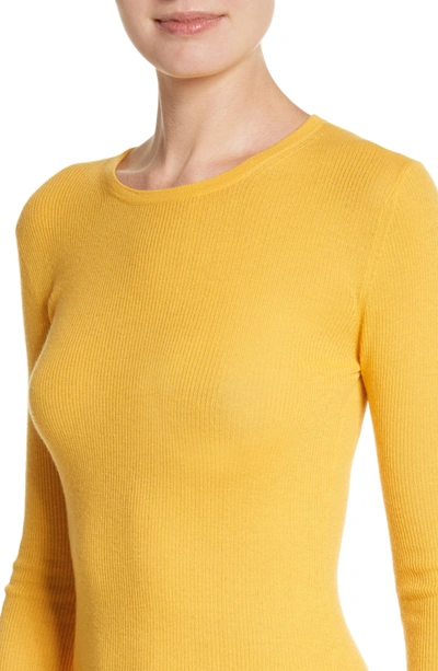 Shop Michael Kors Cashmere Crewneck Sweater In Lemon