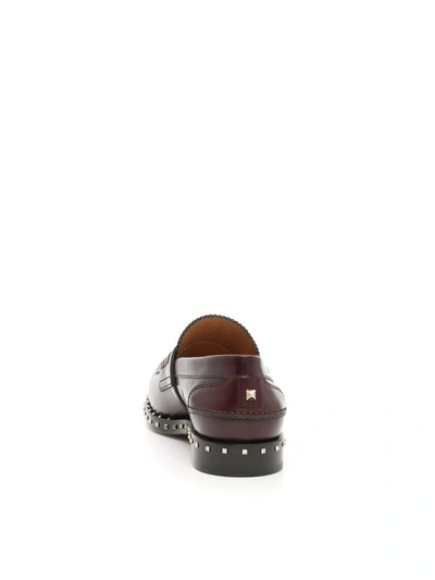 Shop Valentino Soul Rockstud Loafers In Dk Burgundi T.moro