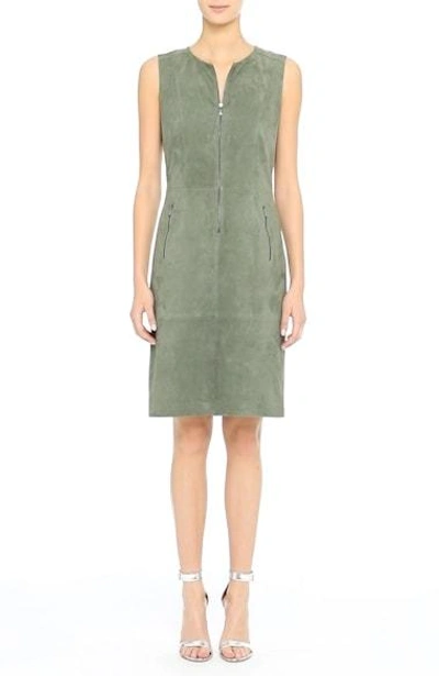 Shop St John Suede Dress In Dark Mint