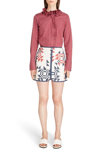 Shop Isabel Marant Lickly Origami Quilted Cotton Skirt In Ecru