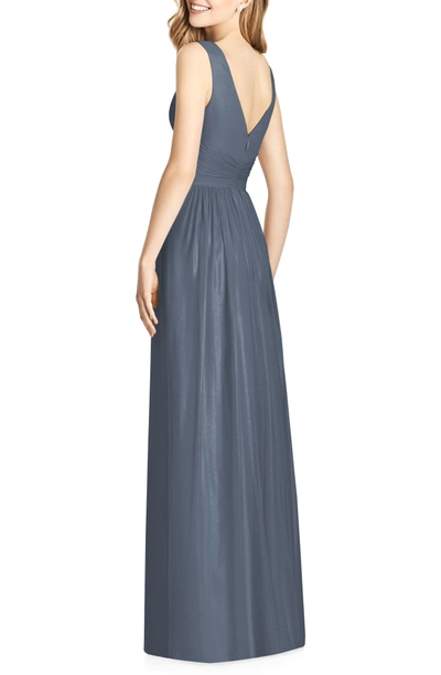Shop Jenny Packham Crystal Applique Chiffon A-line Gown In Silverstone