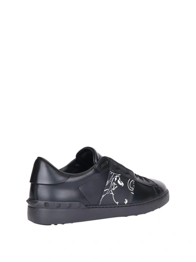 Shop Valentino Panther Open Sneakers In Nero