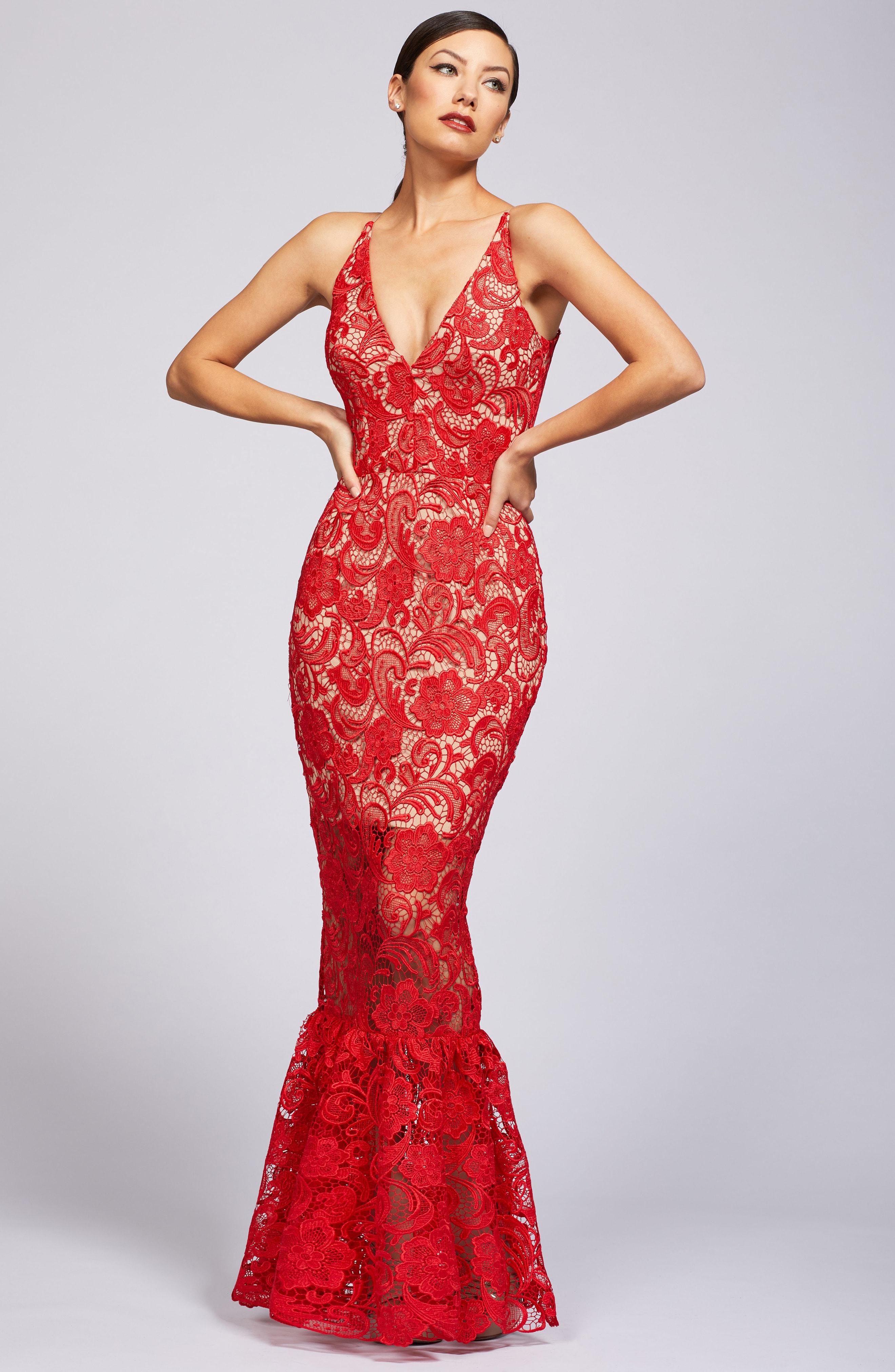 dress the population sophia lace mermaid gown