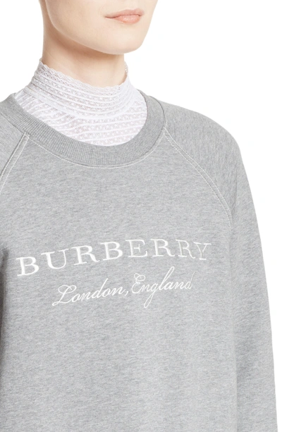 Shop Burberry Torto Embroidered Sweatshirt In Pale Grey Melange