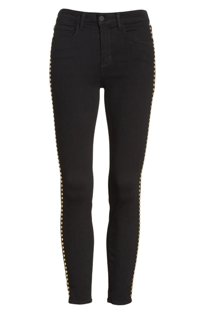 Shop L Agence Margot Studded Ankle Skinny Jeans In Noir