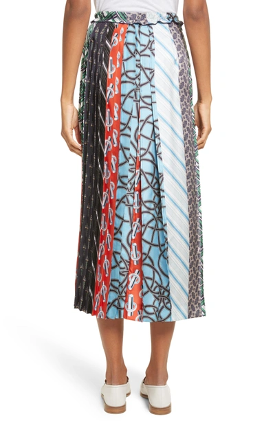 Shop Carven Pleated Mix Print Silk Skirt In Multicolore