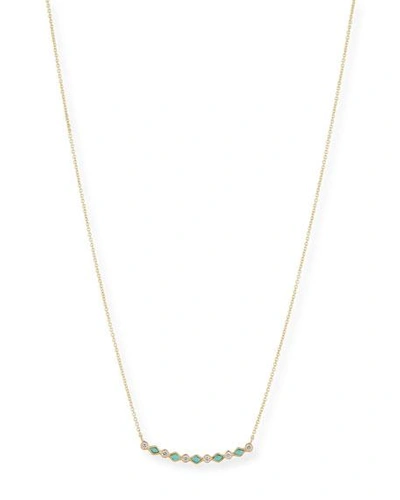 Shop Sydney Evan Turquoise & Diamond Bezel Bar Necklace In Gold