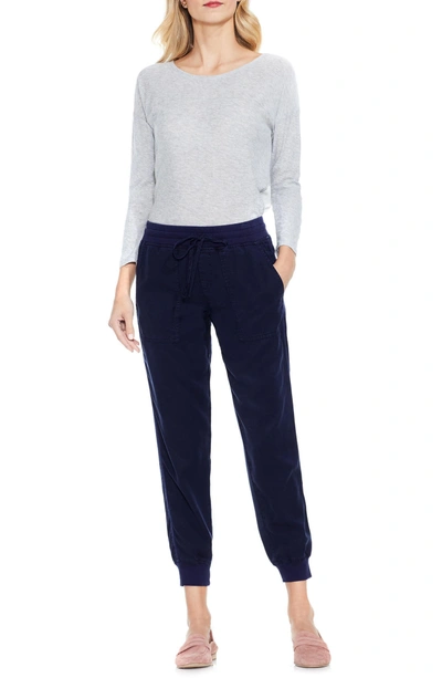Shop Vince Camuto Twill Jogger Pants In Black Iris