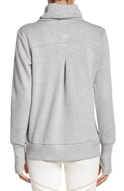 Shop Alo Yoga 'haze' Funnel Neck Sweatshirt In Dove Grey Heather