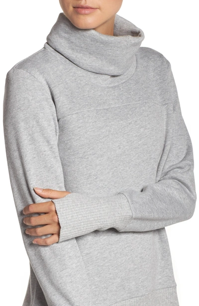 Shop Alo Yoga 'haze' Funnel Neck Sweatshirt In Dove Grey Heather