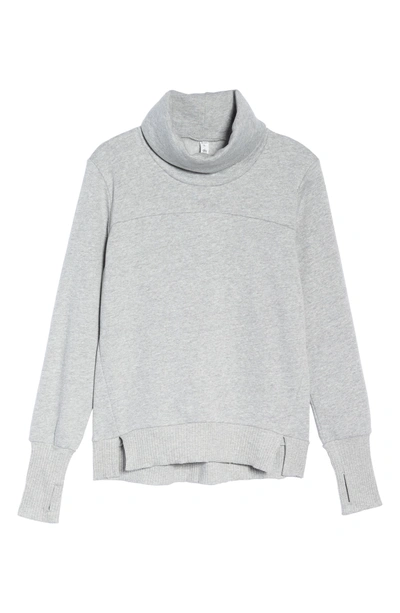 Shop Alo Yoga 'haze' Funnel Neck Sweatshirt In Dove Grey Heather