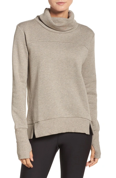 Shop Alo Yoga 'haze' Funnel Neck Sweatshirt In Gravel Heather