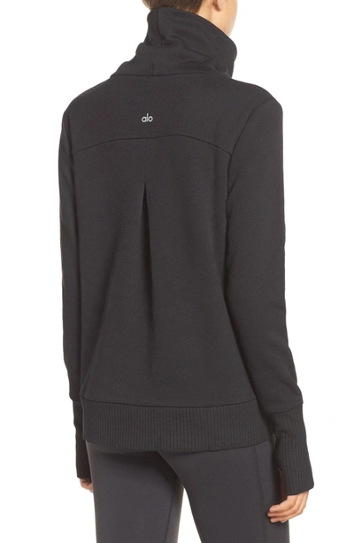 Shop Alo Yoga 'haze' Funnel Neck Sweatshirt In Black