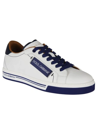 Shop Dolce & Gabbana Logo Sneakers In White-blue