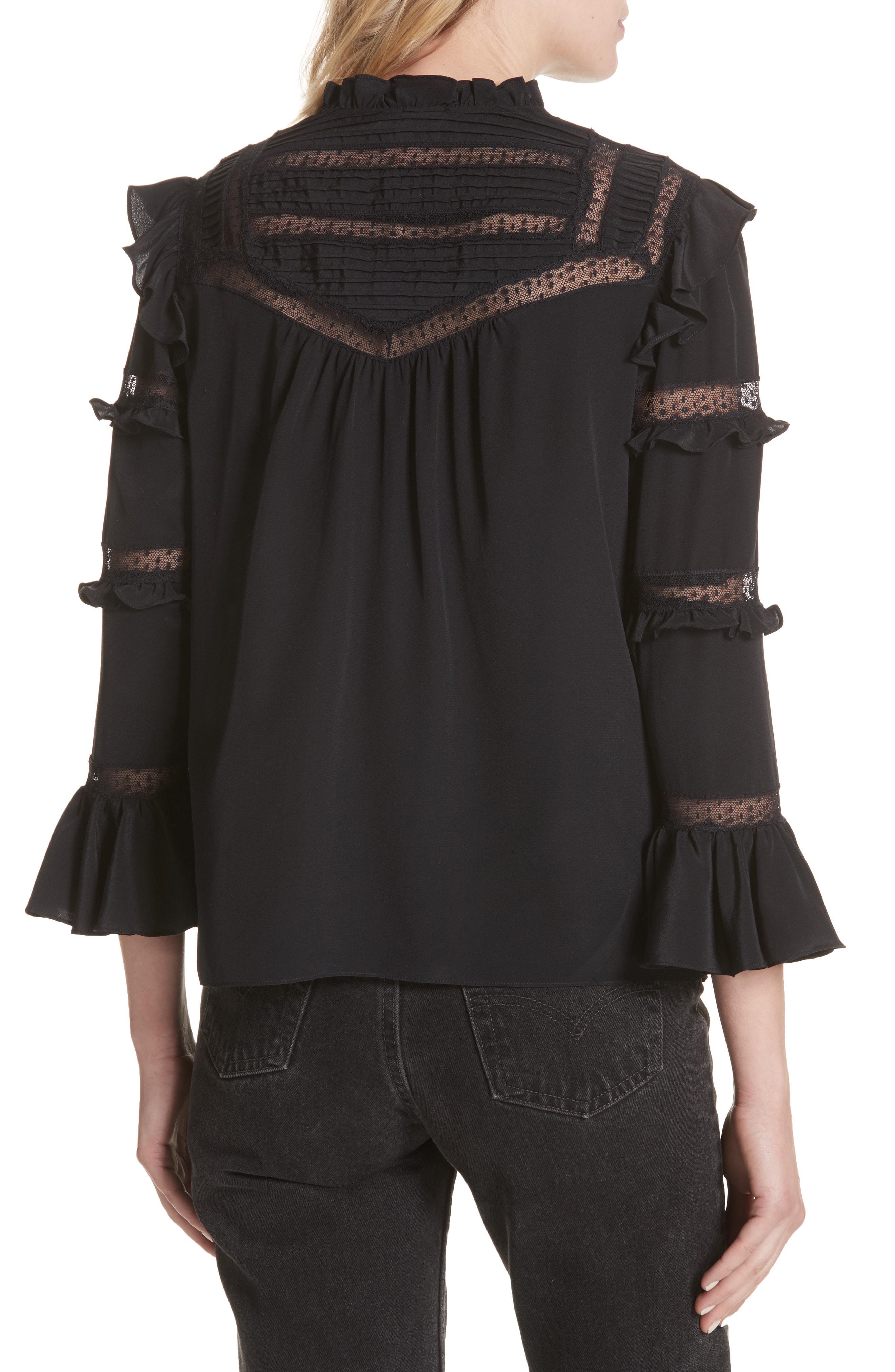 black lace ruffle top