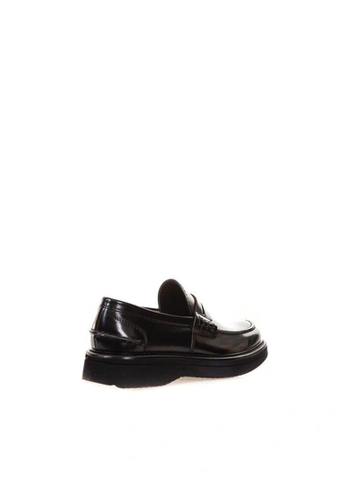 Shop Green George Polished Leather Loafers In Black