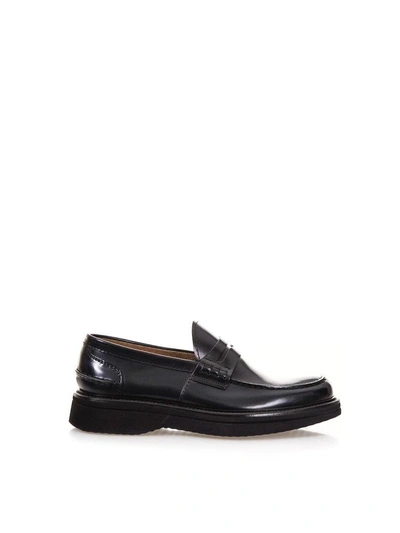 Shop Green George Polished Leather Loafers In Blue